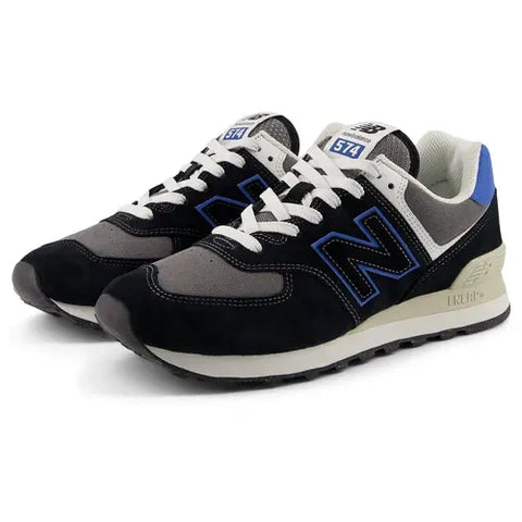 New Balance 574 zwart / koningsblauw U574QRB