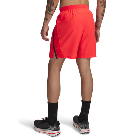 UA Launch 7'' Shorts Racer Red | Zwart | Reflecterend